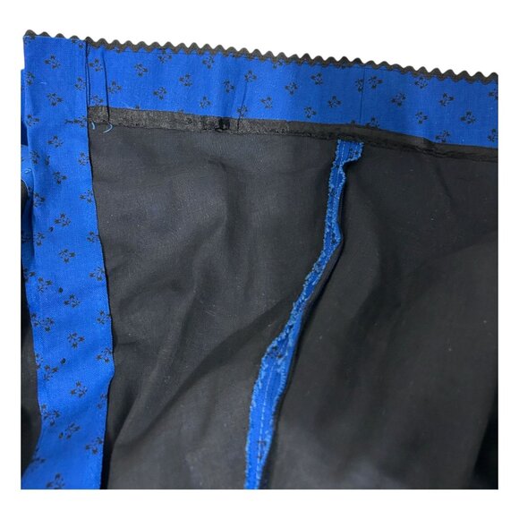 Vintage Lanz Blue Ditsy Floral Button-Down Dress S Scalloped Mary Poppins Style - Picture 15 of 16